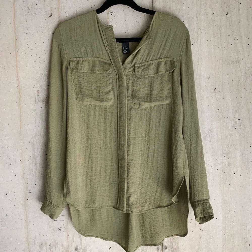 Olive Green Button Up Blouse
